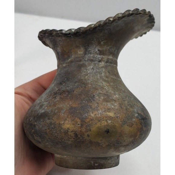 3 Metal Artifacts Brass Copper Pitcher Lotus Blossom Shaker missing top Vintage - Picture 5 of 12